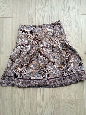 A.K.A. Low Rise Boho Knee Length Skirt Brown Patterned Size Small